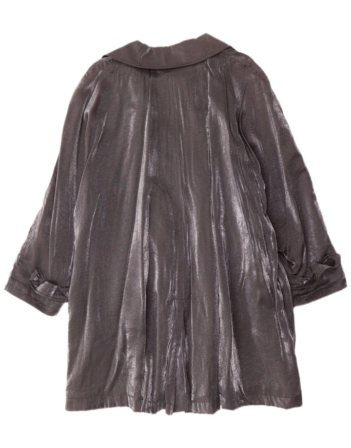 Vintage damski płaszcz oversize z podwójnymi piersiami IT 42 średnioszara wiskoza