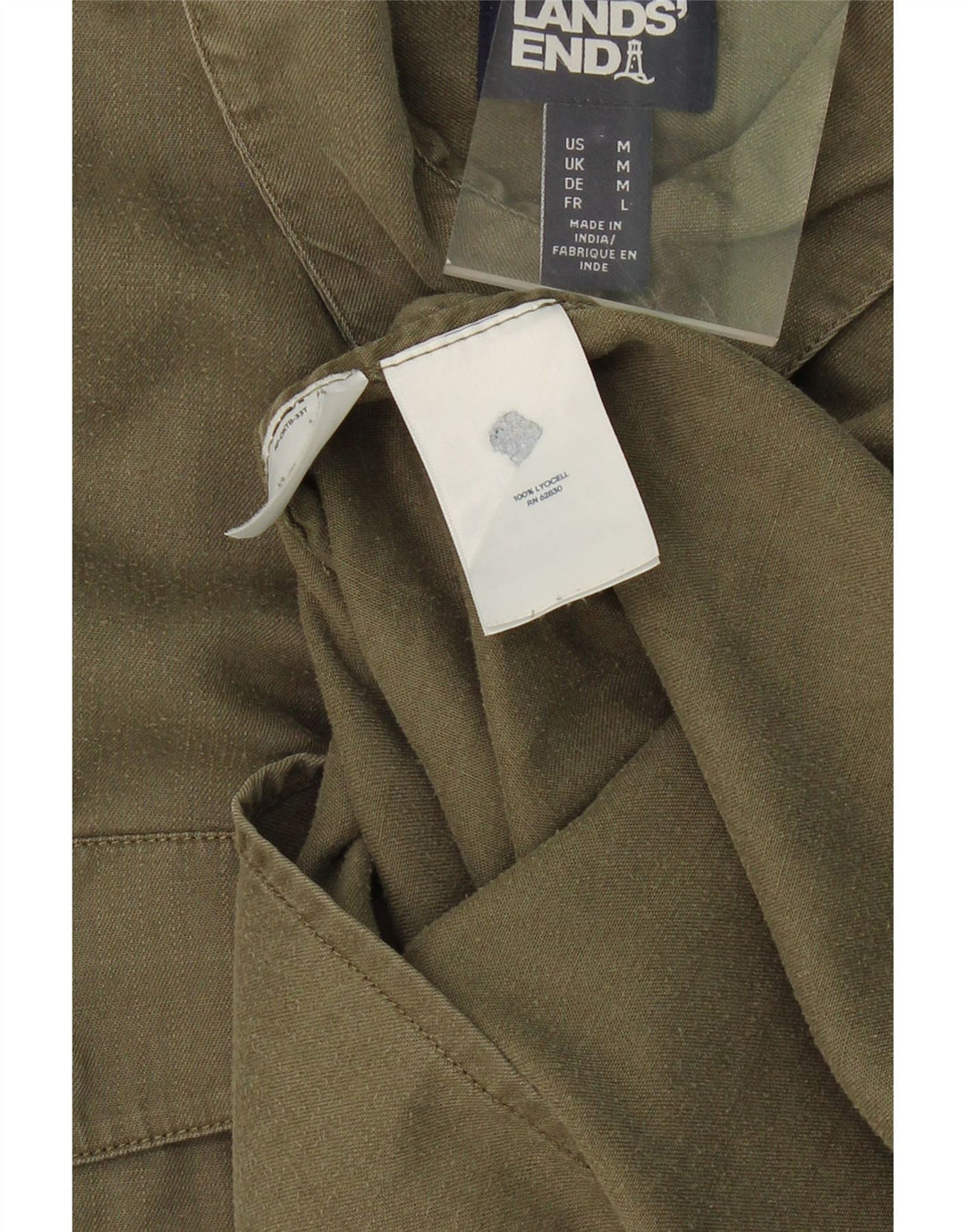 LANDS END Womens Pullover Shirt UK 14 Medium Khaki Lyocell