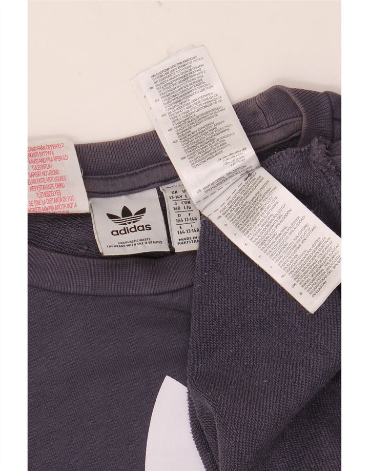 Bluza chłopięca ADIDAS z grafiką, 13-14 lat, granatowa, bawełniana