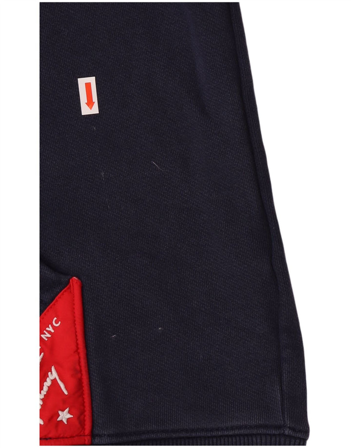 Męski sweter z kapturem i grafiką Tommy Hilfiger, średni granatowy, bawełniany