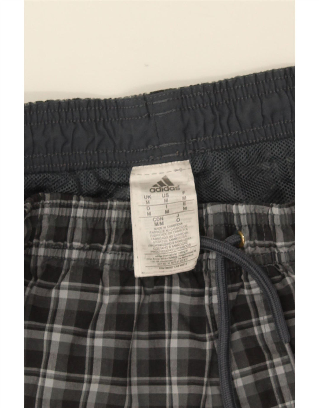 Męskie spodenki kąpielowe Adidas, średnioszare, poliestrowe w kratkę