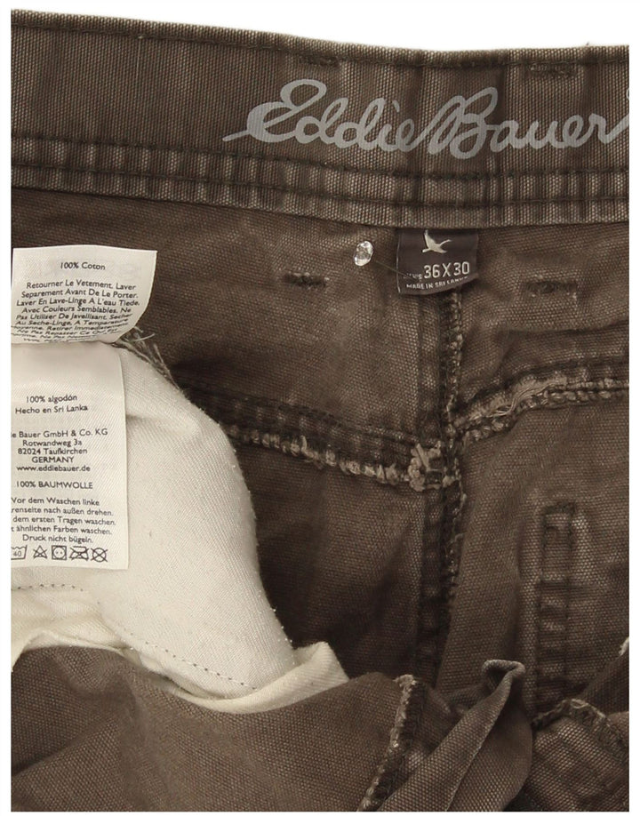 Męskie proste spodnie cargo Eddie Bauer W36 L30 Szara bawełna