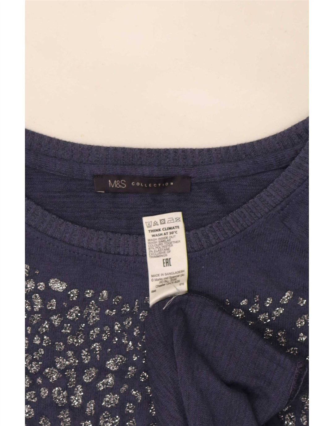 Damska tunika z długim rękawem Marks & Spencer, UK 16, duży, niebieski poliester