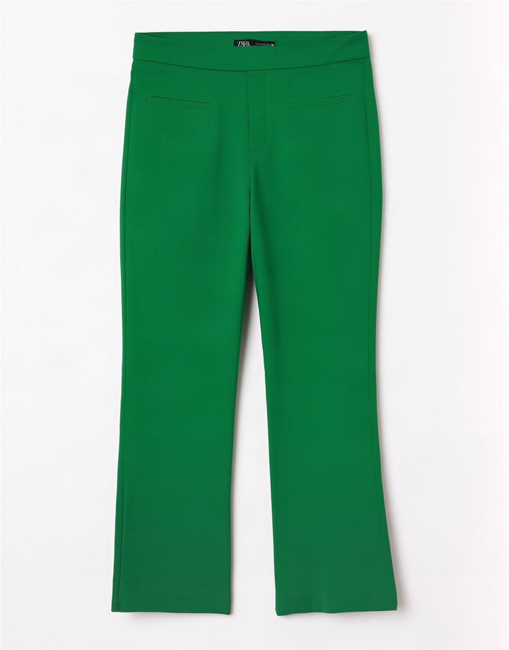 Krótkie spodnie damskie Zara Bootcut, średnie W28 L25, zielone bawełniane