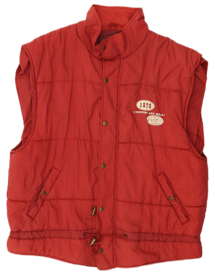 Męska wyściełana kamizelka w stylu vintage z grafiką UK 42 XL, czerwona nylonowa