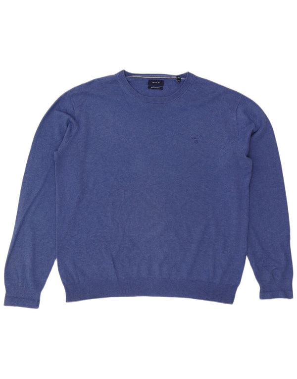 Męski sweter z okrągłym dekoltem Gant, 2XL, niebieska bawełna