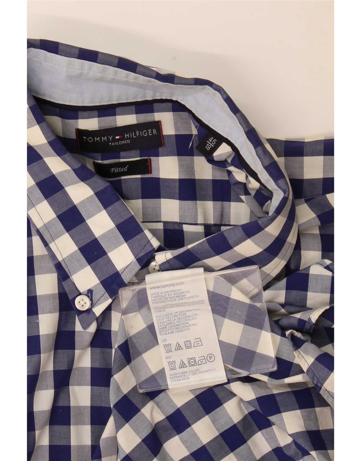 Męska dopasowana koszula Tommy Hilfiger rozmiar 45 18 2XL granatowa kratka