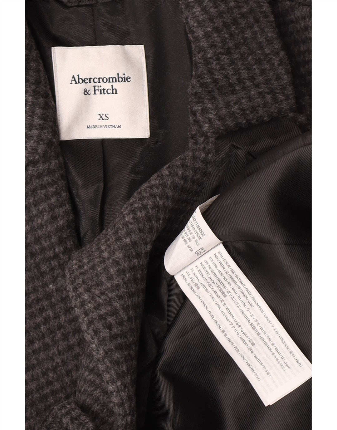 Damska marynarka zapinana na 1 guzik Abercrombie & Fitch UK 6 XS Szara pepitka