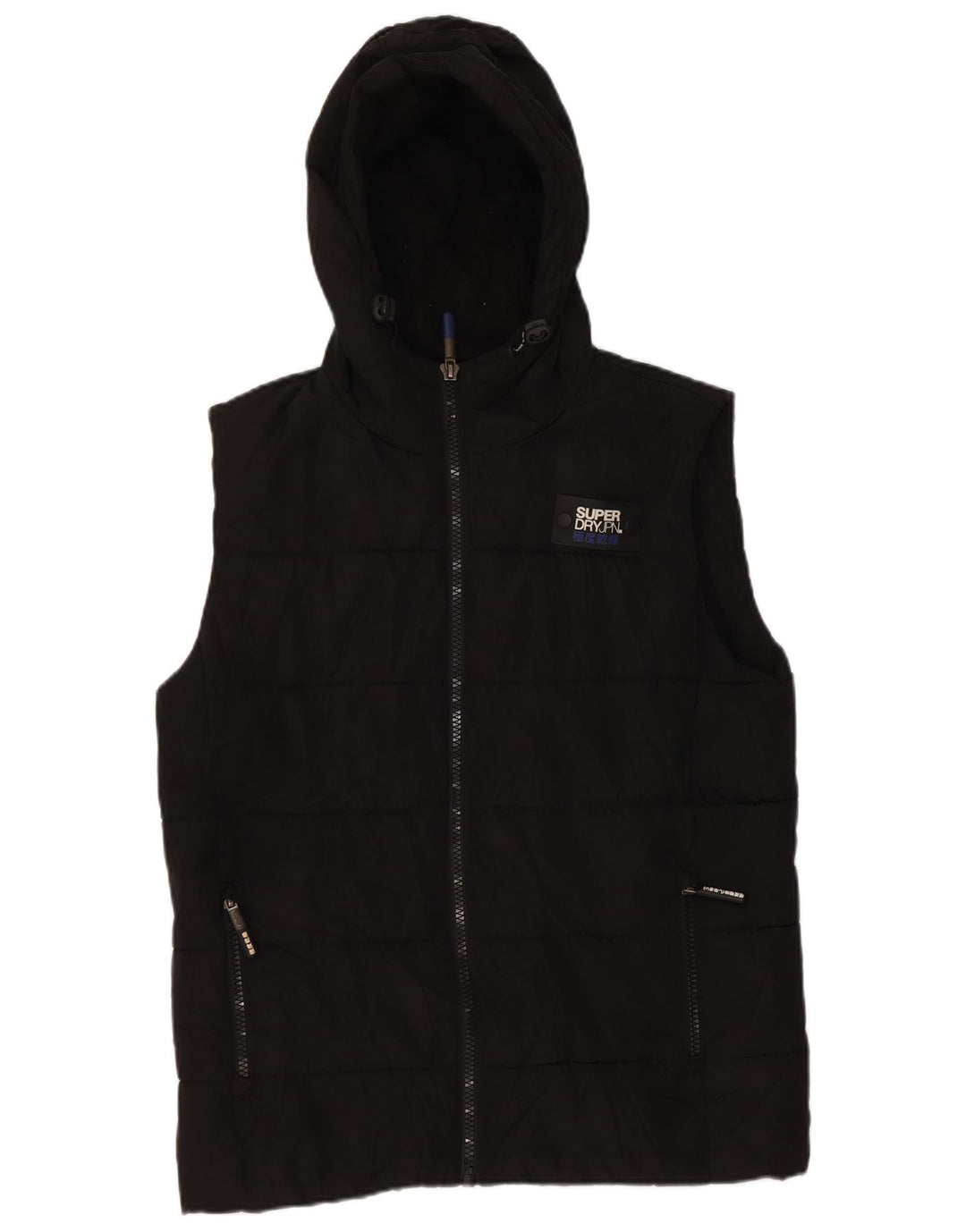 Męska wyściełana kamizelka z kapturem Superdry UK 38, średni czarny poliester