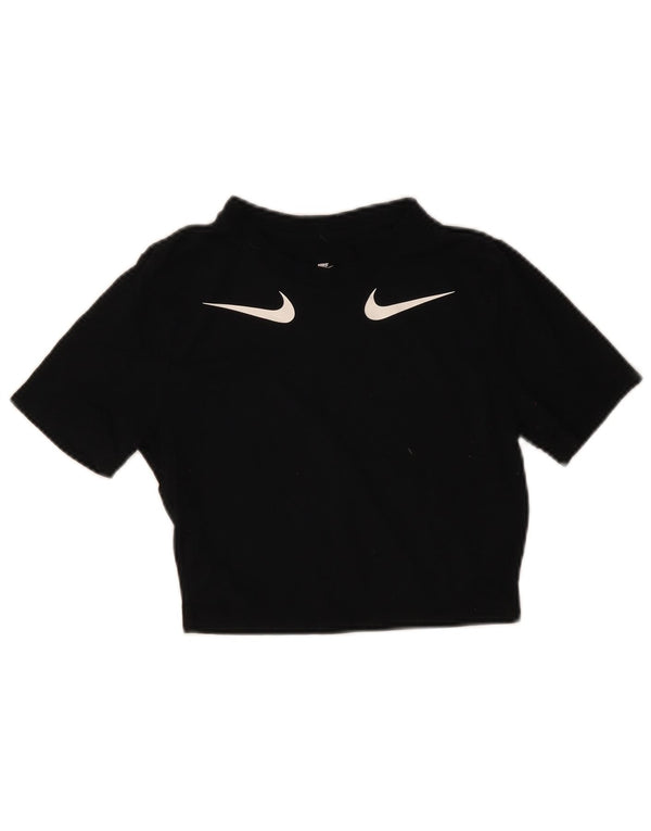 Damska koszulka Nike Crop Slim Fit Graphic Top UK 8 Small Black Modal