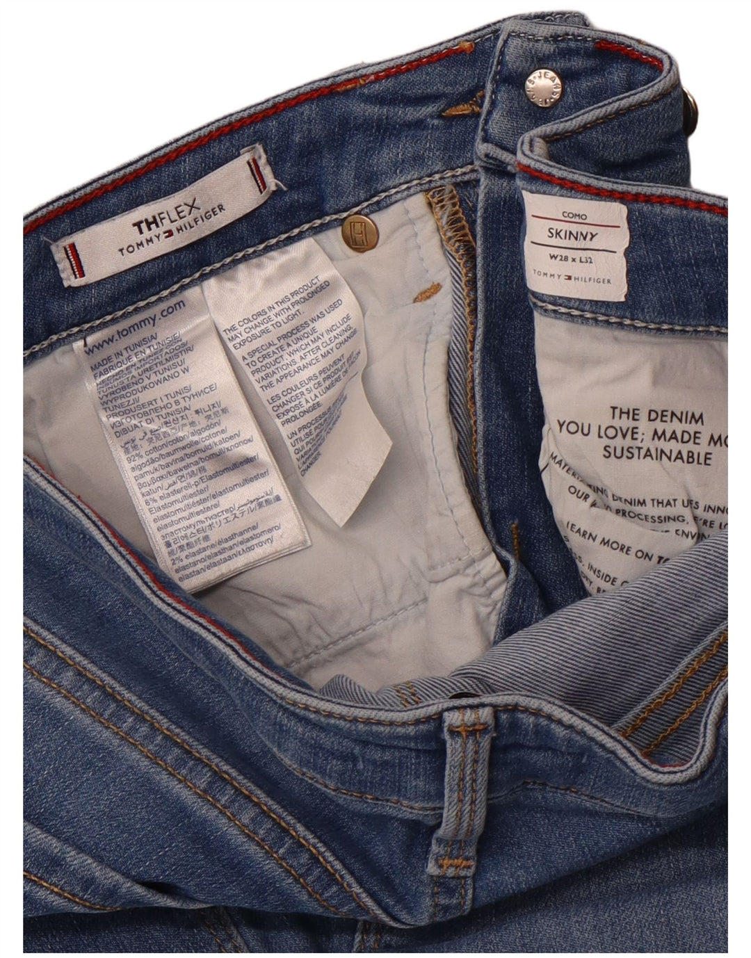 Damskie jeansy skinny Flex TOMMY HILFIGER W28 L27 Niebieska bawełna