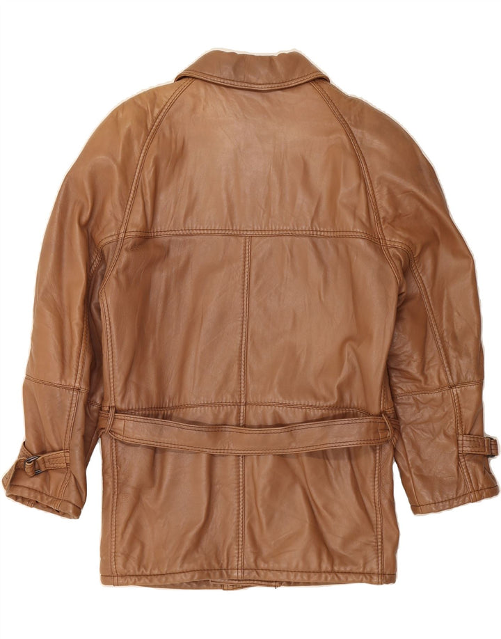 VINTAGE Mens Leather Coat IT 46 Small Brown Leather Vintage Vintage and Second-Hand Vintage from Messina Hembry 