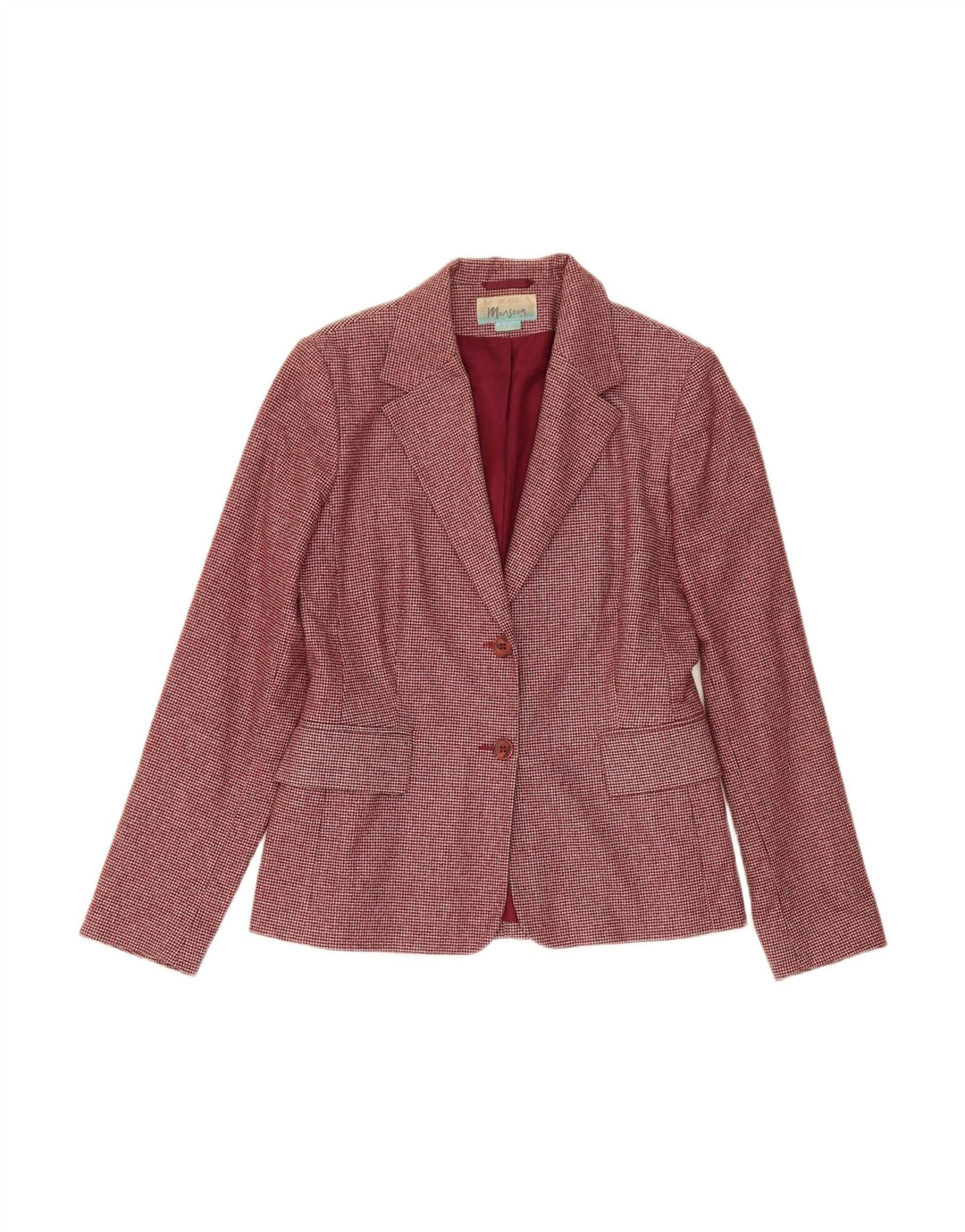 MONSOON Womens 2 Button Blazer Jacket UK 10 Small Burgundy Houndstooth