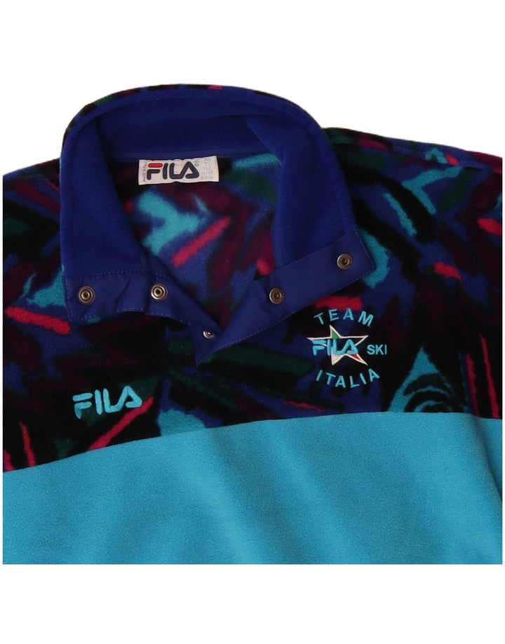 Chłopięcy sweter polarowy Fila zapinany na guziki, 11-12 lat, niebieski, geometryczny poliester