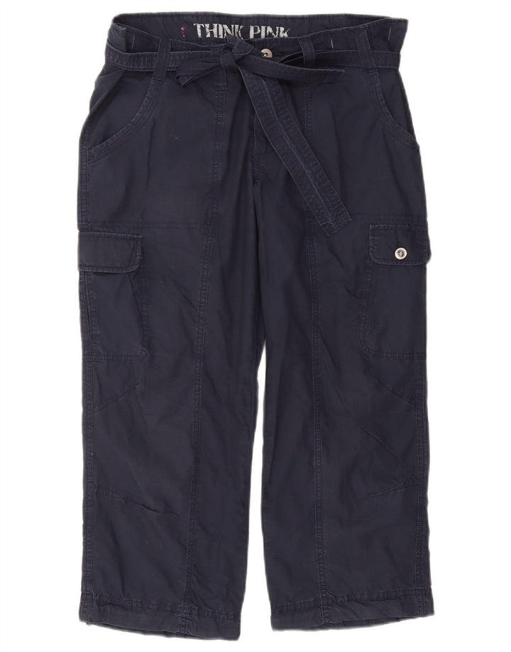 Think Różowe damskie spodnie Capri Straight Cargo, duże W32 L22 Granatowe
