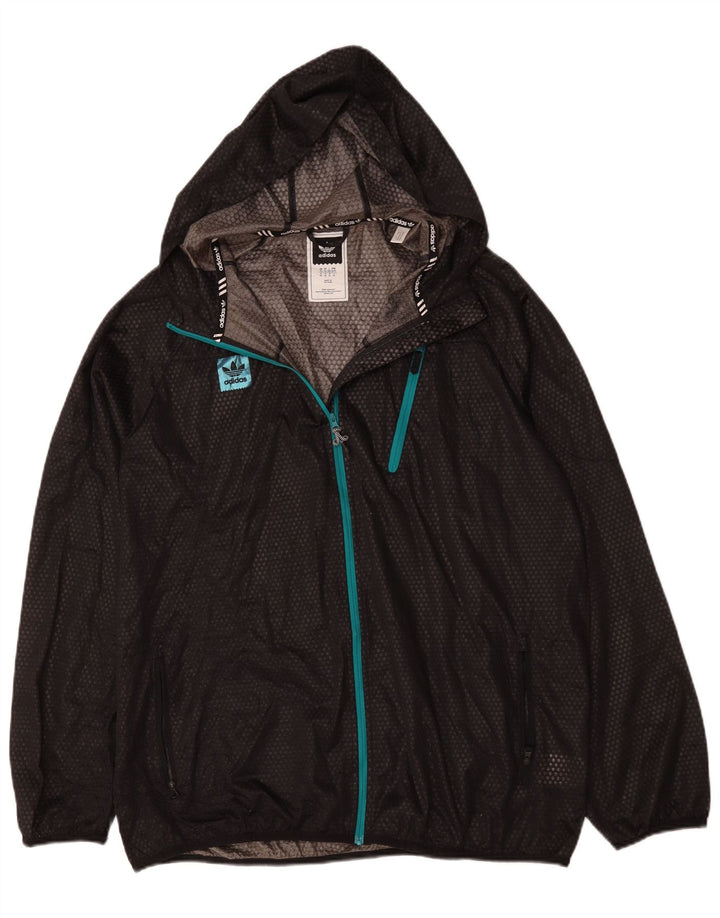Męska kurtka przeciwdeszczowa Adidas z kapturem UK 42 XL Czarny poliester