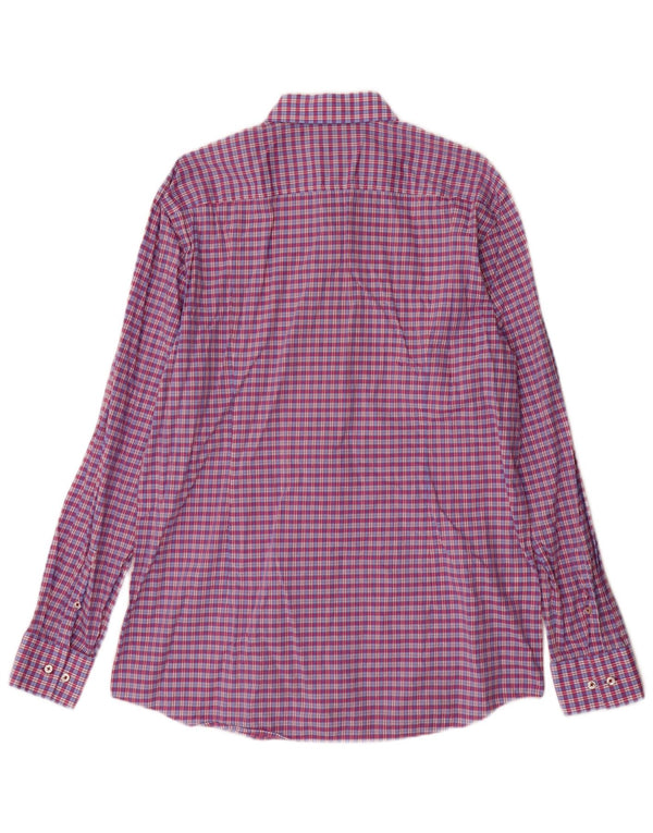 Koszula męska Hugo Boss Slim Fit, rozmiar 43 17 XL, bawełniana fioletowa kratka