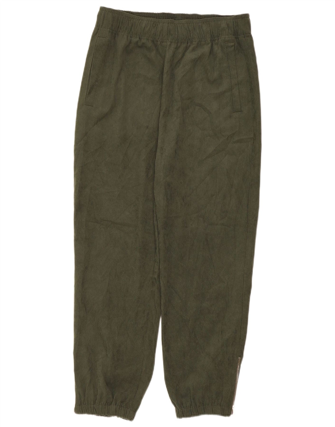 Damskie spodnie dresowe Zara o krótkim kroju, średnie W28 L25 Khaki, poliester