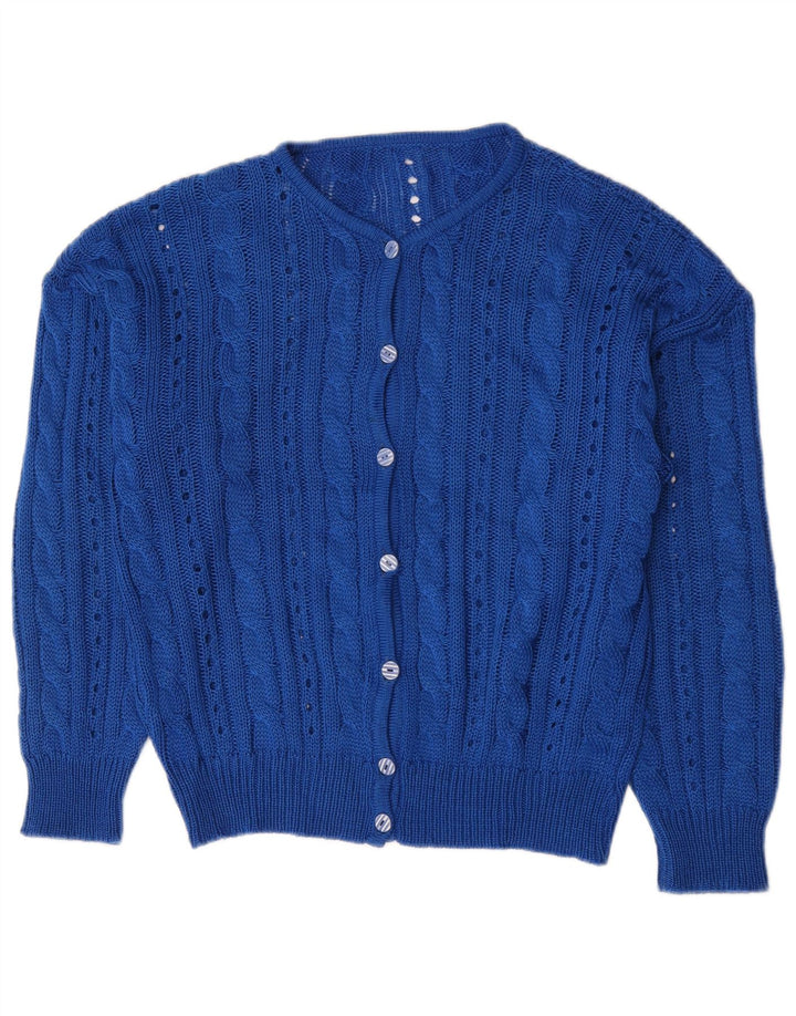 Sweter damski w stylu vintage, rozpinany UK 16, duży niebieski