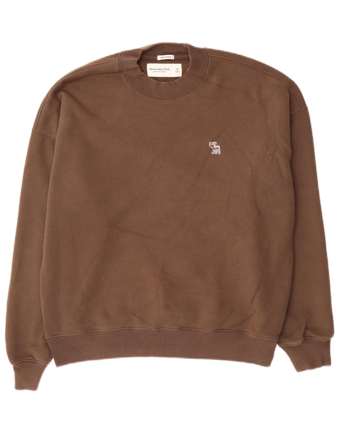 Męski sweter oversize Abercrombie & Fitch, mały, brązowy, bawełniany