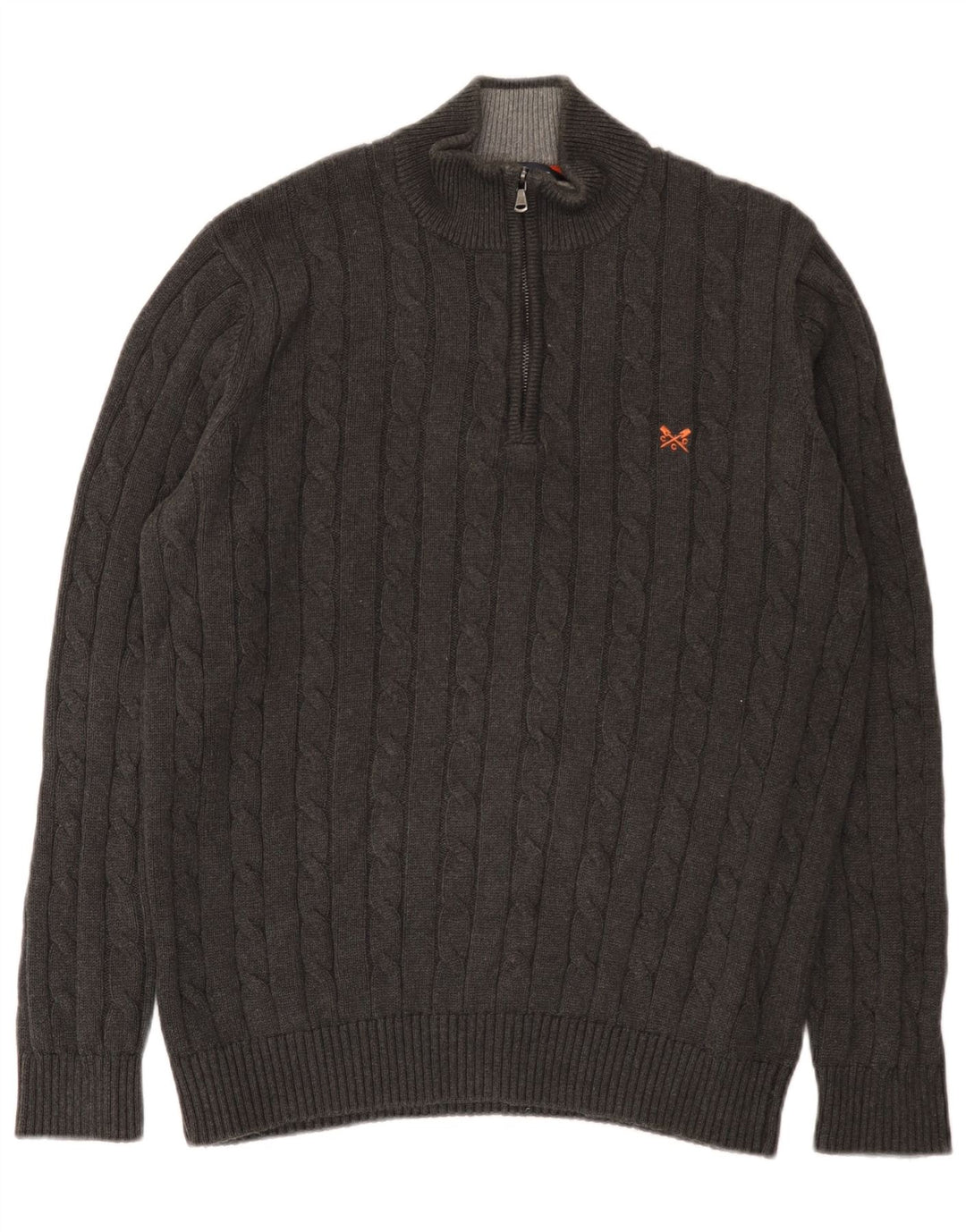 Męski sweter J. Crew z zamkiem błyskawicznym, duży, szary, bawełniany