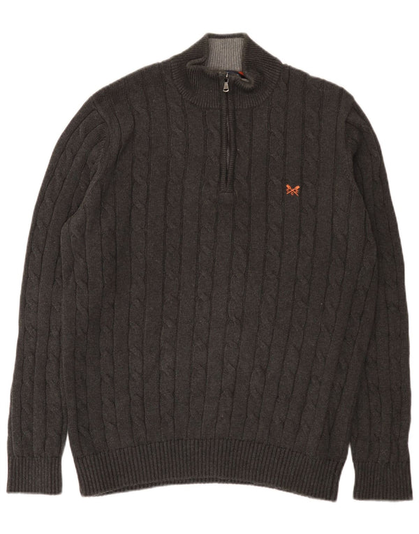 Męski sweter J. Crew z zamkiem błyskawicznym, duży, szary, bawełniany