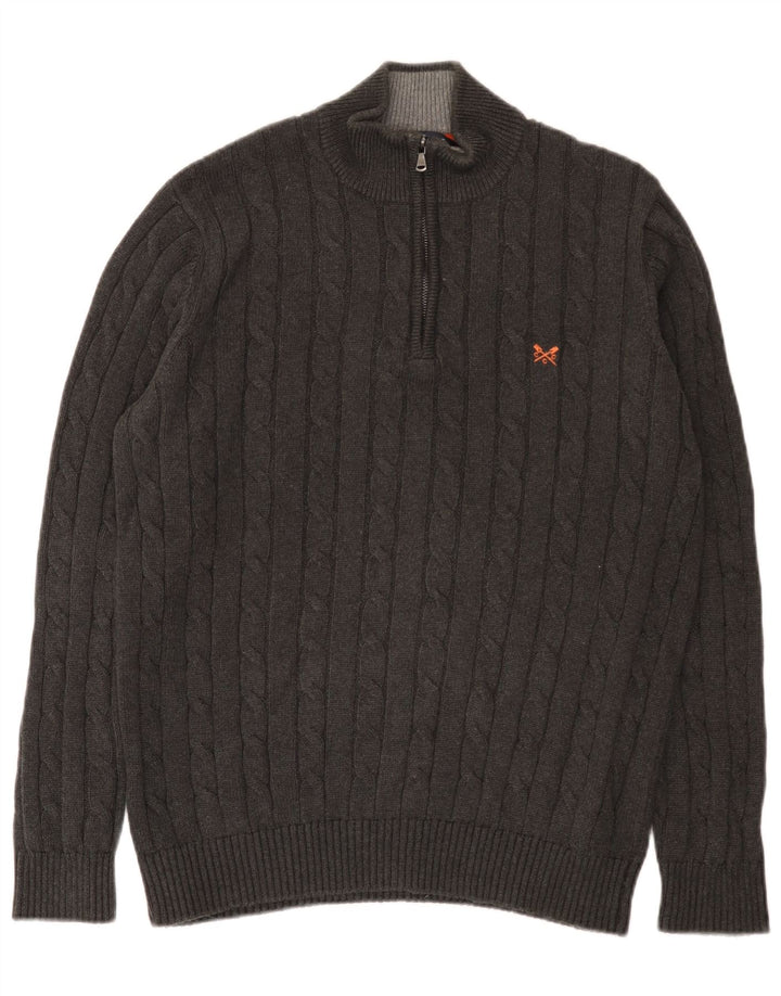 Męski sweter J. Crew z zamkiem błyskawicznym, duży, szary, bawełniany