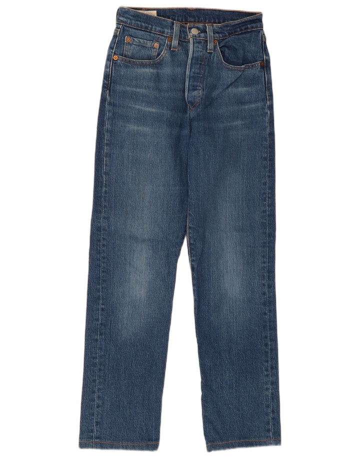 Damskie jeansy LEVI'S 501 Straight W24 L30 Niebieskie bawełniane