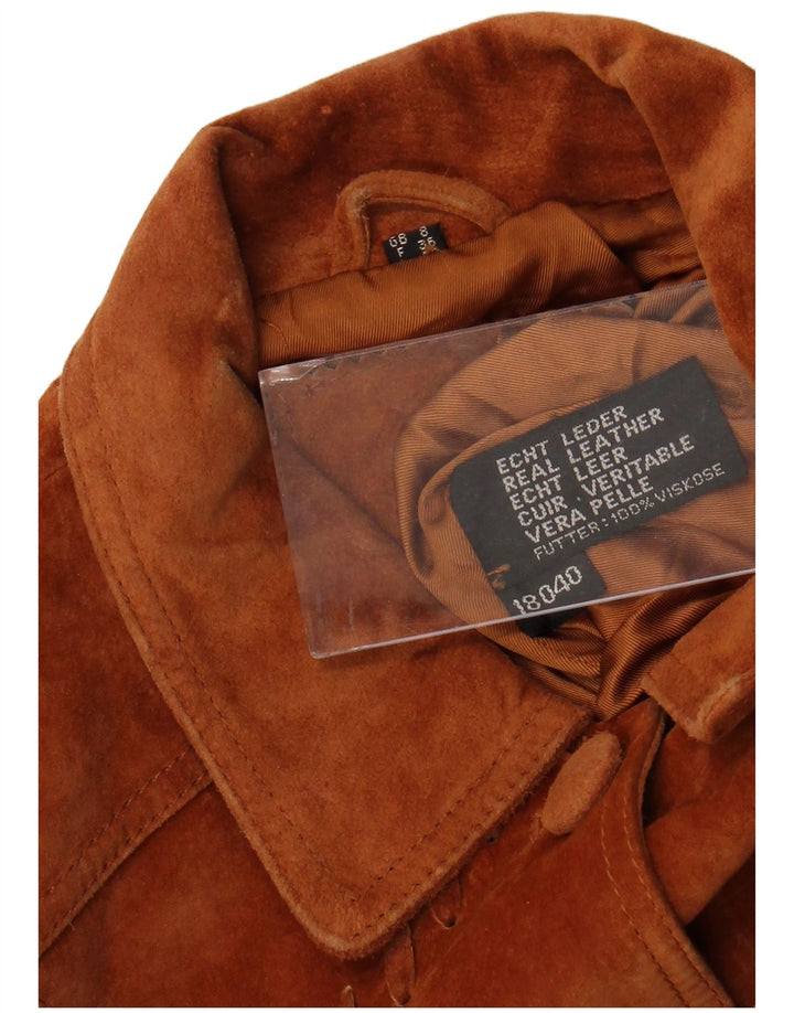 Damska kurtka zamszowa oversize VINTAGE UK 8, mała, brązowa, skórzana