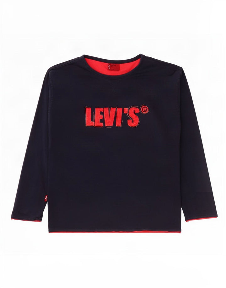 Chłopięcy top z grafiką Levi's z długim rękawem 9-10 lat, granatowy