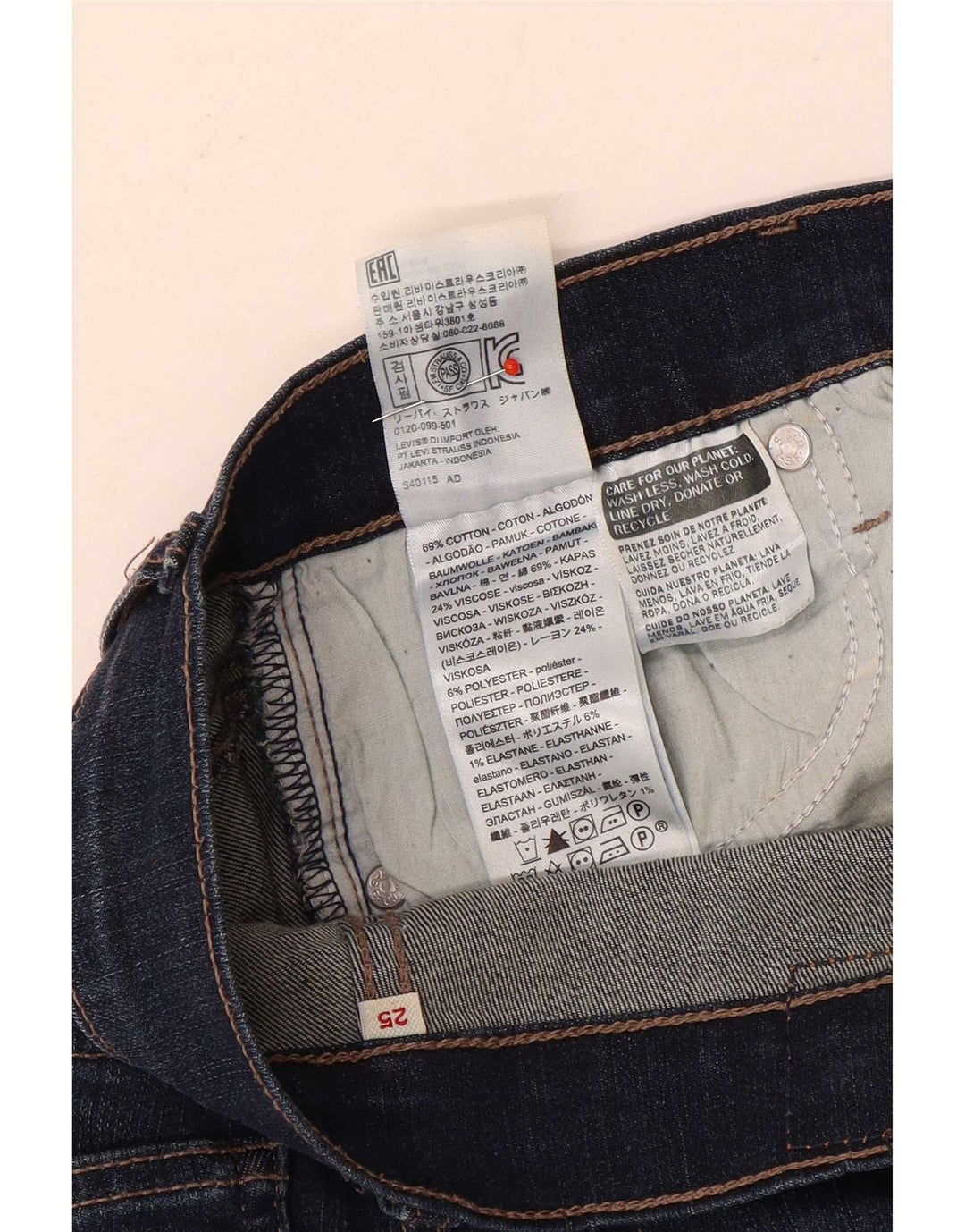 Damskie spodenki jeansowe Levi's W25 XS Granatowe, bawełniane