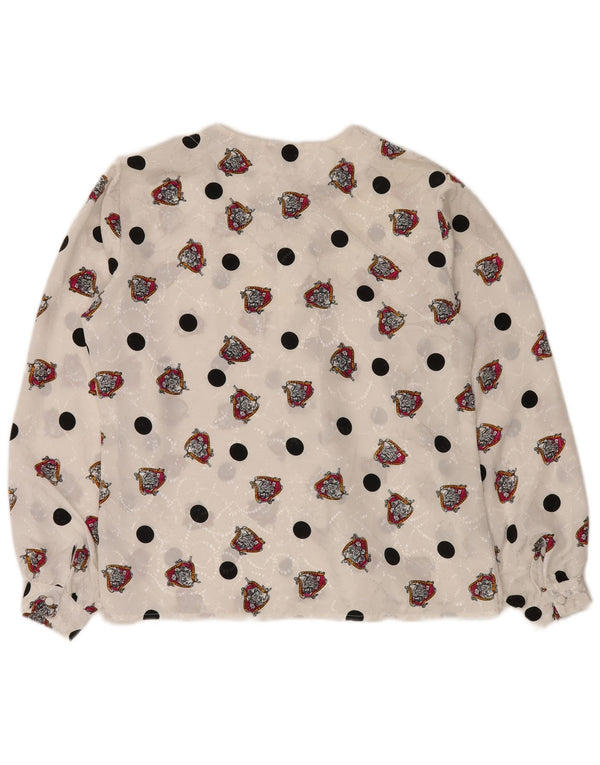 NOTATKI Damska bluzka koszulowa w abstrakcyjny wzór UK 16, duża, biała, poliestrowa