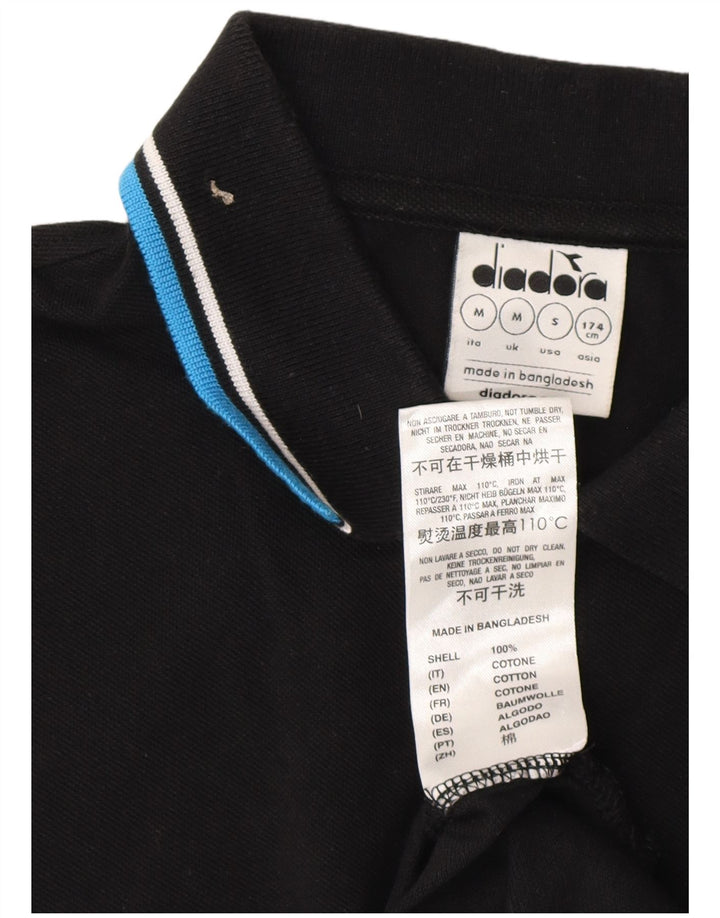 DIADORA Mens Polo Shirt Medium Black Cotton