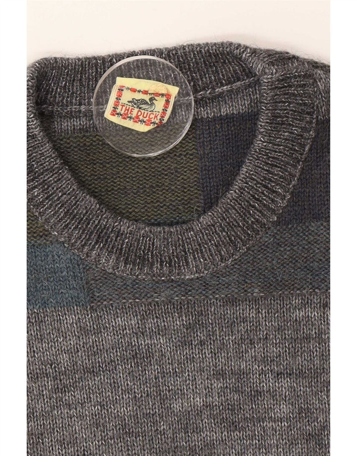 Męski sweter z okrągłym dekoltem w stylu vintage IT 46 Mały, wielobarwny blok kolorów