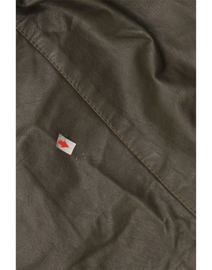 Vintage damski płaszcz skórzany oversize IT 40 mała zielona skóra z blokami kolorów