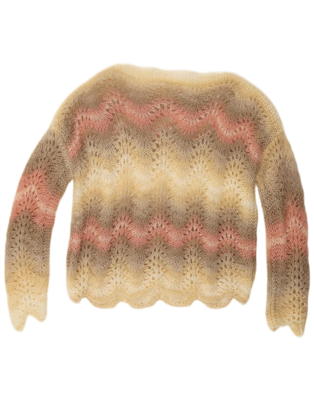 Sweter damski VINTAGE z dekoltem w łódkę UK 14, średnie, wielokolorowe paski