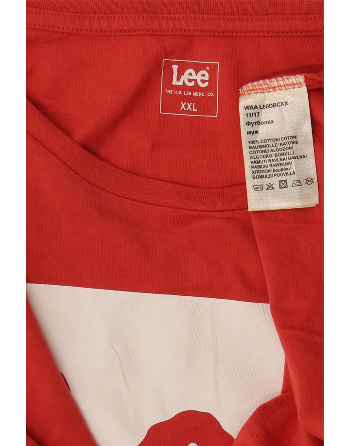 Męski T-shirt z grafiką LEE, 2XL, czerwony, bawełniany