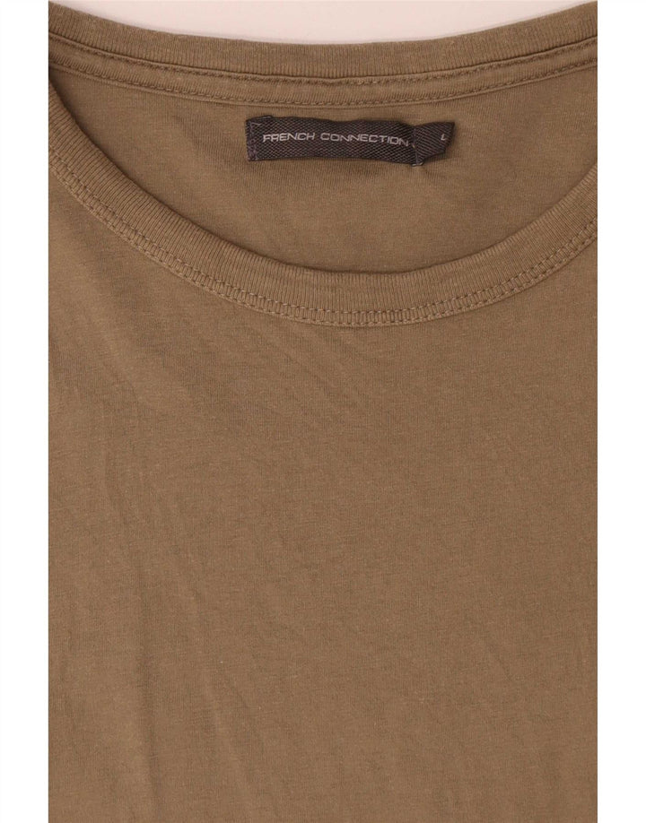 T-shirt męski French Connection, duży, bawełniany khaki