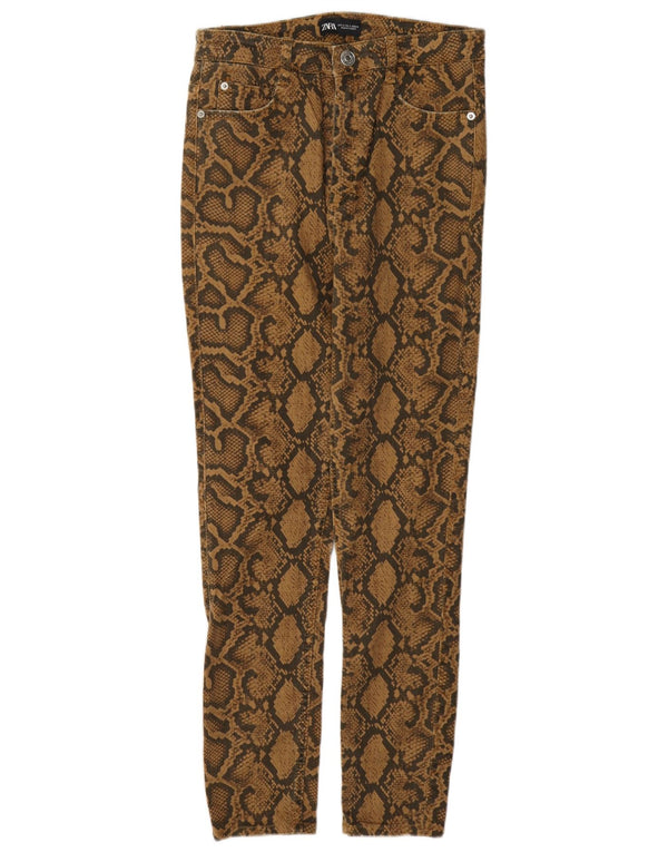 Spodnie damskie Zara Skinny Casual EU 40 Medium W30 L27 Brązowy nadruk zwierzęcy