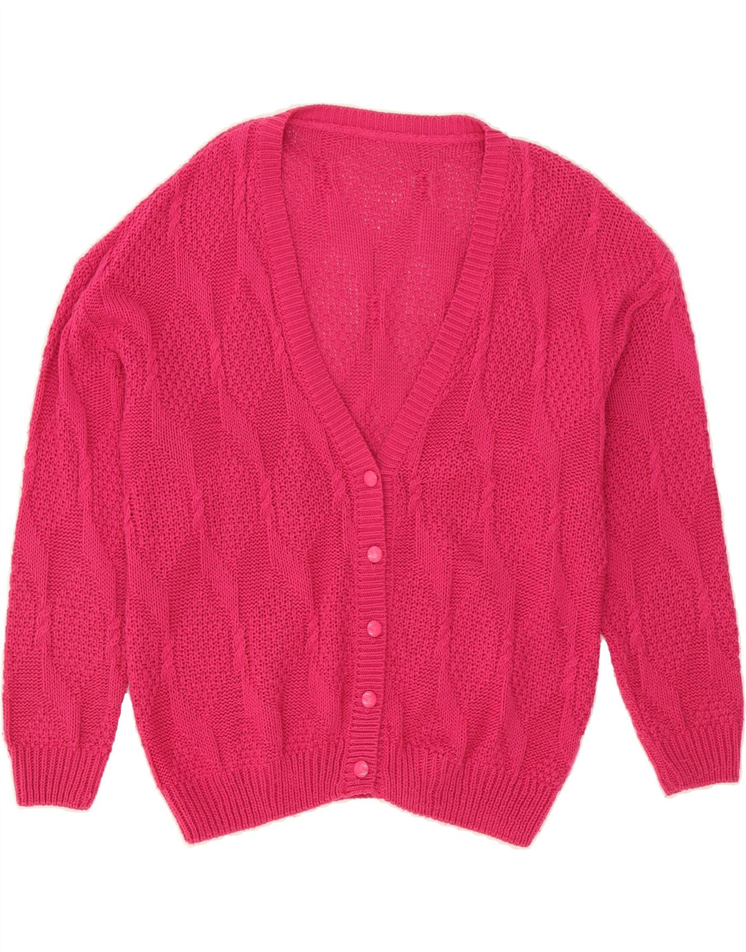 VINTAGE Womens Cardigan Sweater UK 16 Large Pink Vintage Vintage and Second-Hand Vintage from Messina Hembry 