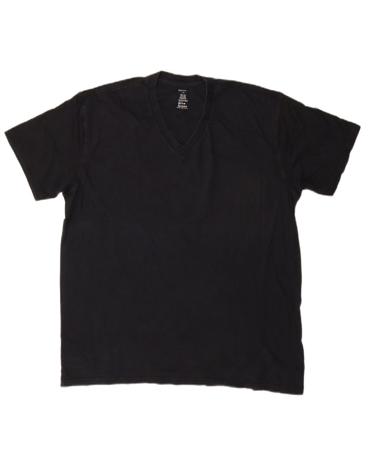 CALVIN KLEIN Męski T-shirt Top Duży Granatowy, Bawełniany
