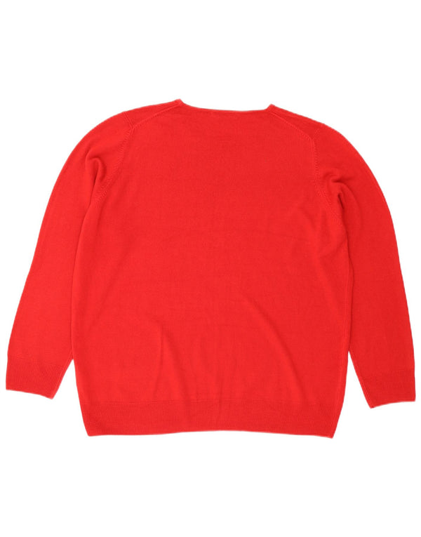 Marks & Spencer Damski sweter z okrągłym dekoltem UK 20 2XL Czerwony akryl