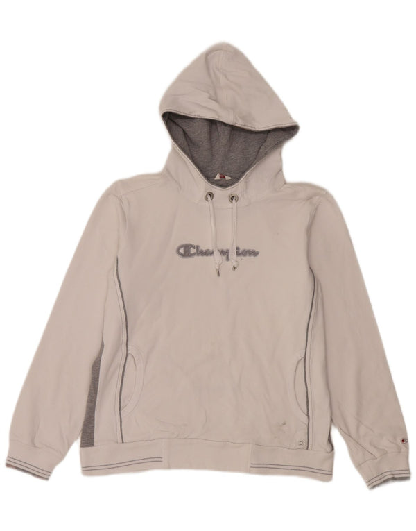 Damska bluza z kapturem Champion Graphic UK 18 XL Biała bawełna z blokami kolorów