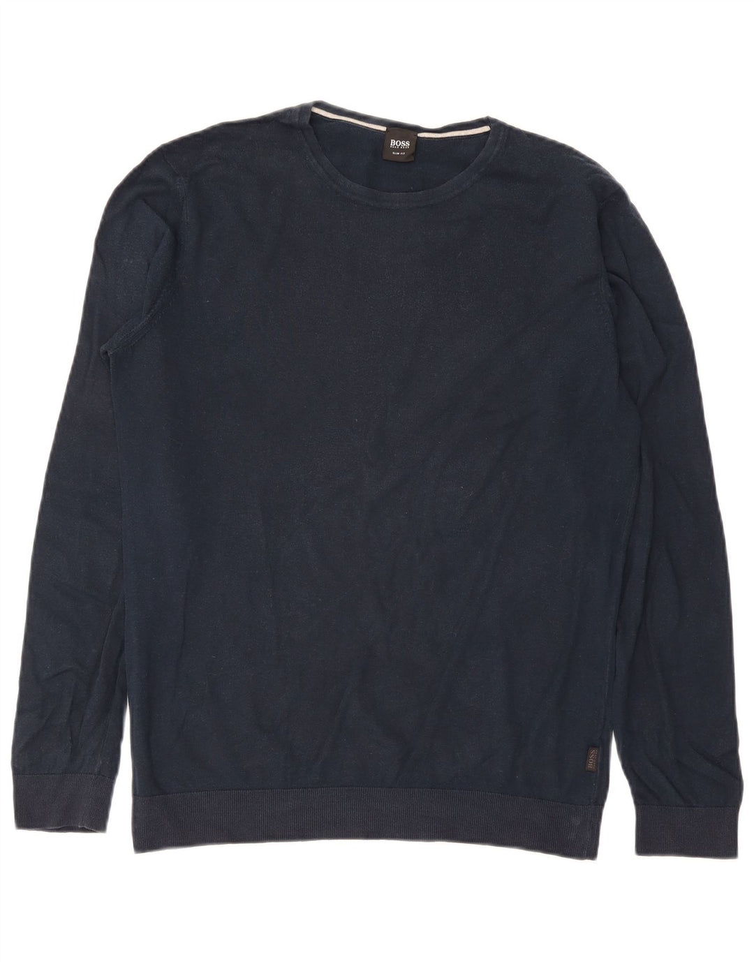 Męski sweter z okrągłym dekoltem Hugo Boss, duży, granatowy