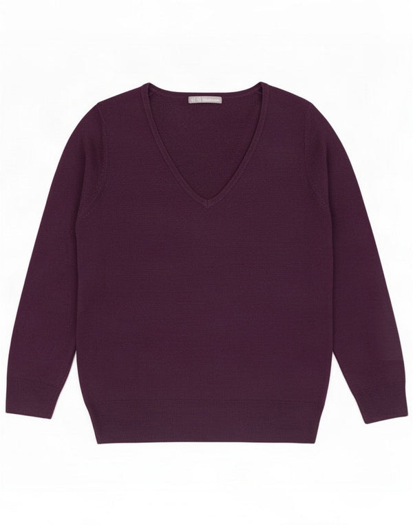 Damski sweter Marks & Spencer z dekoltem w kształcie litery V, UK 16, duży fioletowy