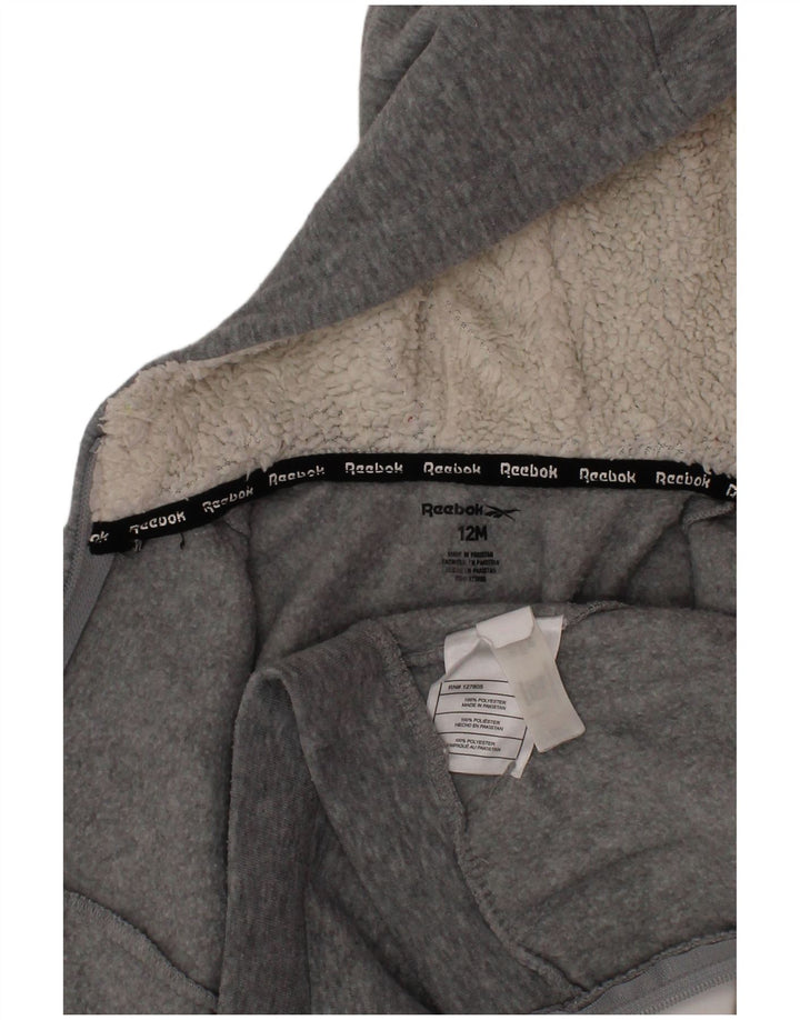 REEBOK Chłopięcy sweter z kapturem i zamkiem błyskawicznym, 9-12 miesięcy, szary poliester