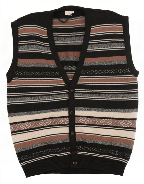 Vintage męski sweter bez rękawów IT 52 w duże czarne paski