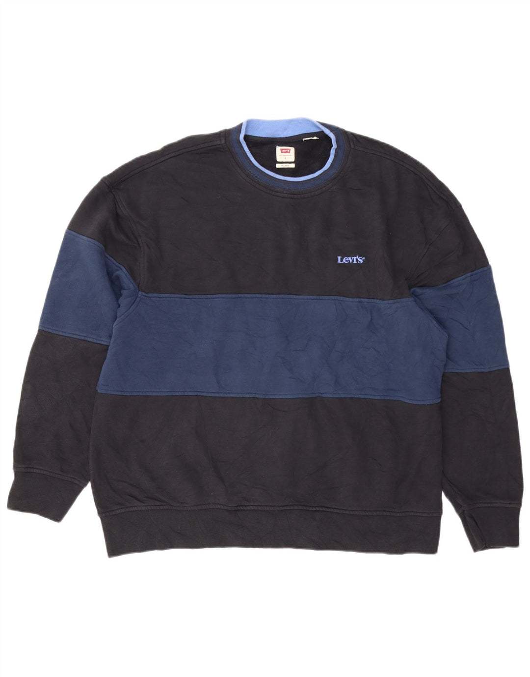 Męski sweter Levi's o swobodnym kroju, duży, granatowy, z blokami kolorów