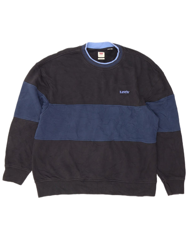 Męski sweter Levi's o swobodnym kroju, duży, granatowy, z blokami kolorów