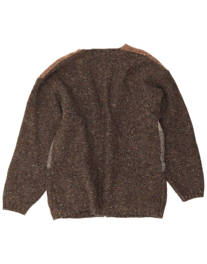 Męski sweter rozpinany Blarney Castle, średnioszary, z blokami kolorów, nowa wełna